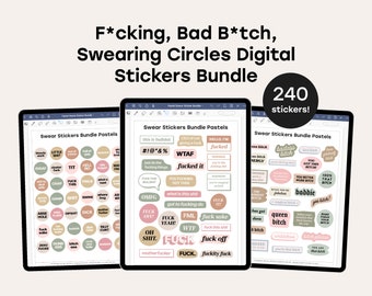240 Digital Swearing Sticker Bundle, Precropped PNGs, GoodNotes, Notability