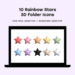 Cute Star Desktop Folders Icons for Mac and Windows Desktop Organisation
