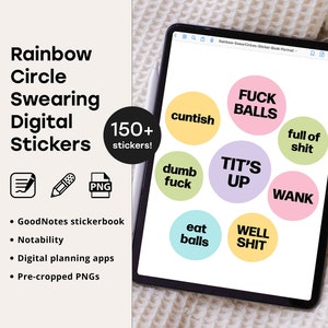 Set of 163 Swearing Sticker Set for GoodNotes, Individual PNG, Digital Planner