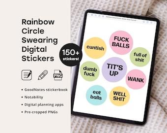 Set of 163 Swearing Sticker Set for GoodNotes, Individual PNG, Digital Planner
