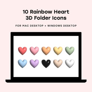 Colorful Heart Desktop Folder Icon Set for Mac and Windows Desktop Organisation