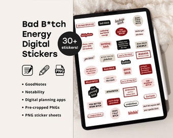 Bad Bitch Energy Digital Planner Stickers, Sassy Profanity (PNG, GoodNotes)