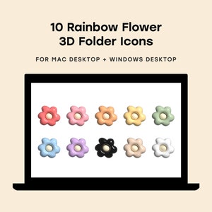 Colorful Flowers 3D Desktop Folders Icons for Mac and Windows Desktop Organisation