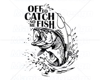 Bass Fish Hook SVG: Fisherman Catching Fish Clipart (Digital Files)