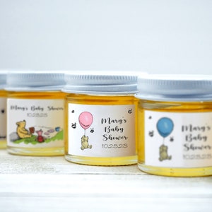 Winnie-the-Pooh Honey Favor | Honey Favors | Baby Shower Favors | Personalized Favor | Winnie Honey Jar | | Mini Honey Jar | Winnie Balloon