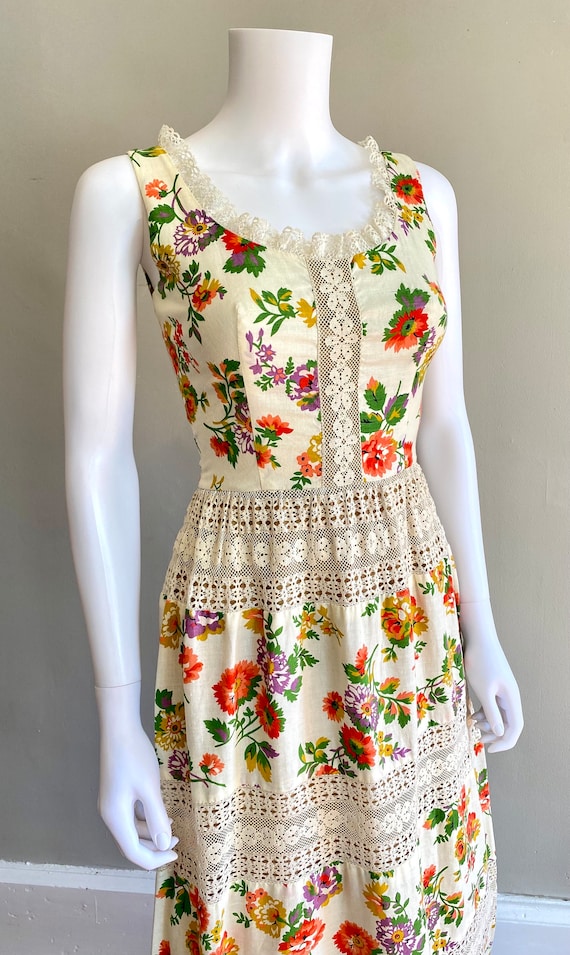 Vintage 1960s LANZ romantic floral print cotton &… - image 6