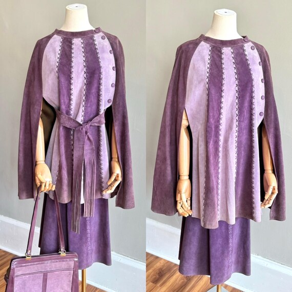 1970s～ euro vintage cape Vintage Cape: Gorgeous Rare Vintage 1970s Brown and Tan