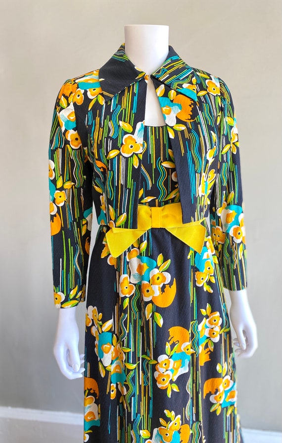 Vintage 1970s floral spring summer maxi dress wit… - image 3