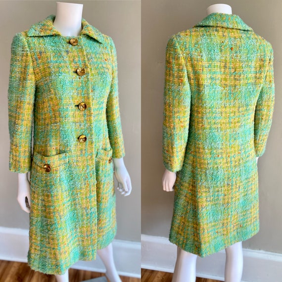 Vintage 1960s DAVIDOW colorful wool bouclé coat / 