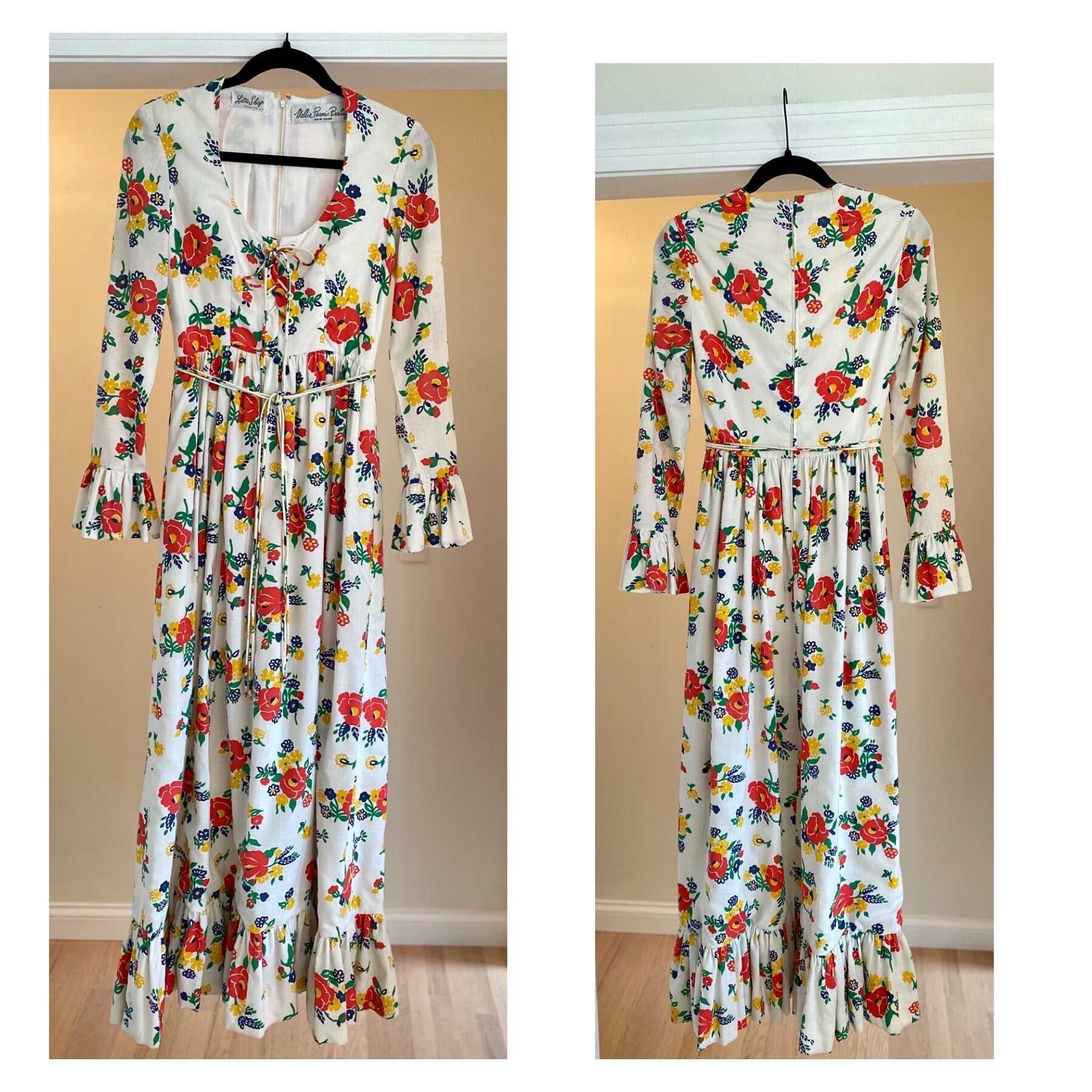 1970s Black Drape Mollie Parnis Dress