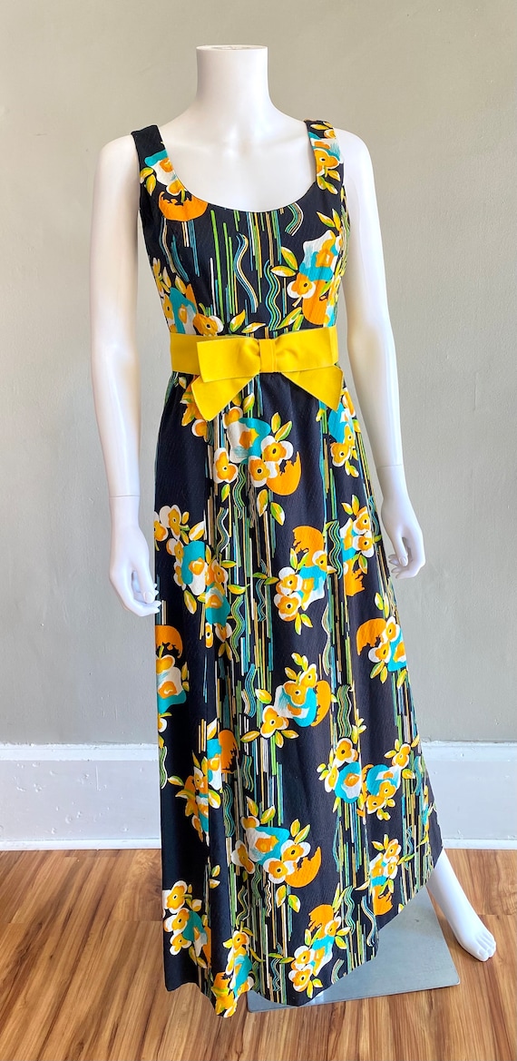 Vintage 1970s floral spring summer maxi dress wit… - image 6