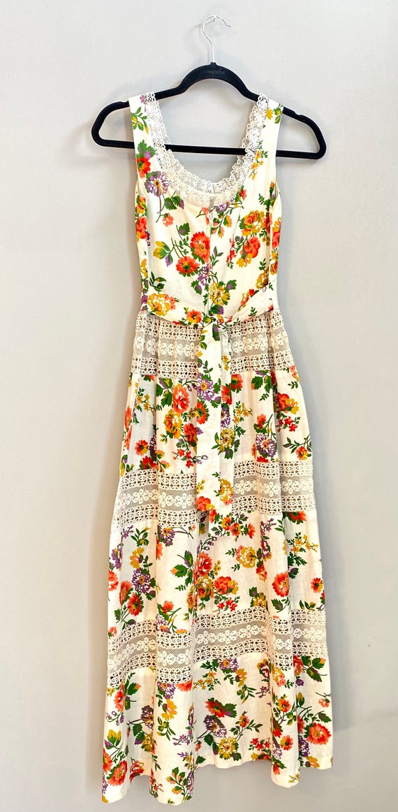 Vintage 1960s LANZ romantic floral print cotton &… - image 10