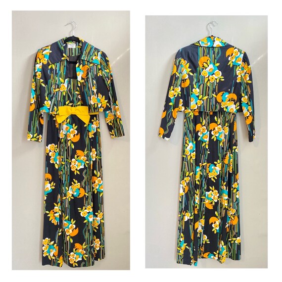 Vintage 1970s floral spring summer maxi dress wit… - image 9