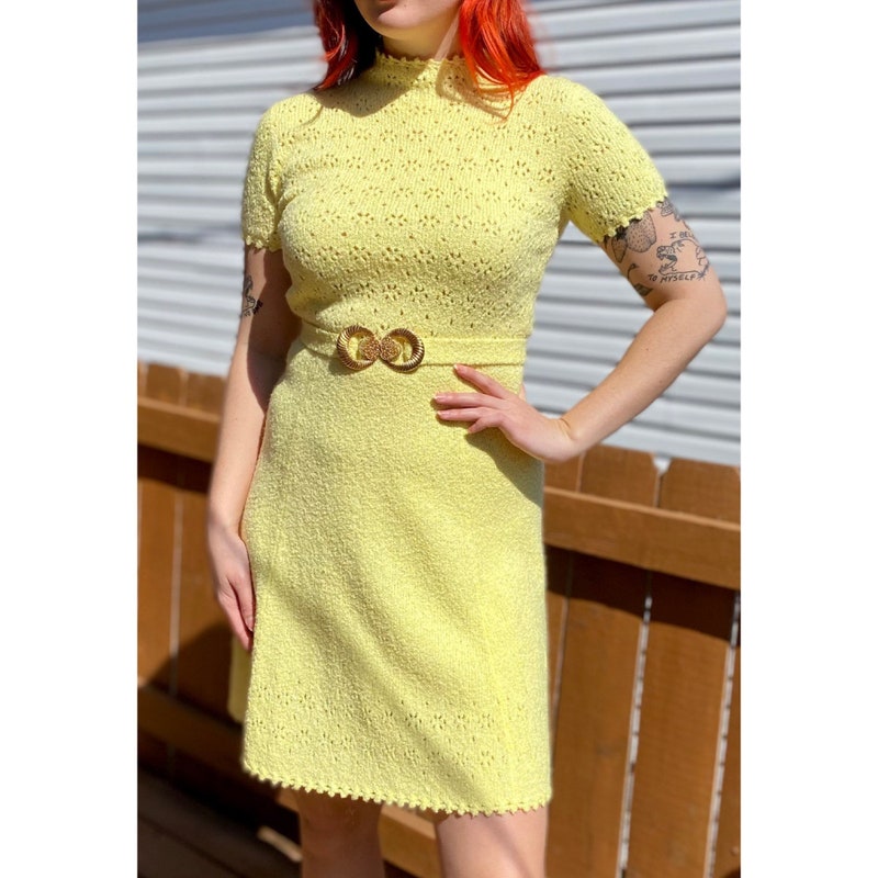Small St John Knit Dress Orange Sherbet Sheer Casual Short Sleeve