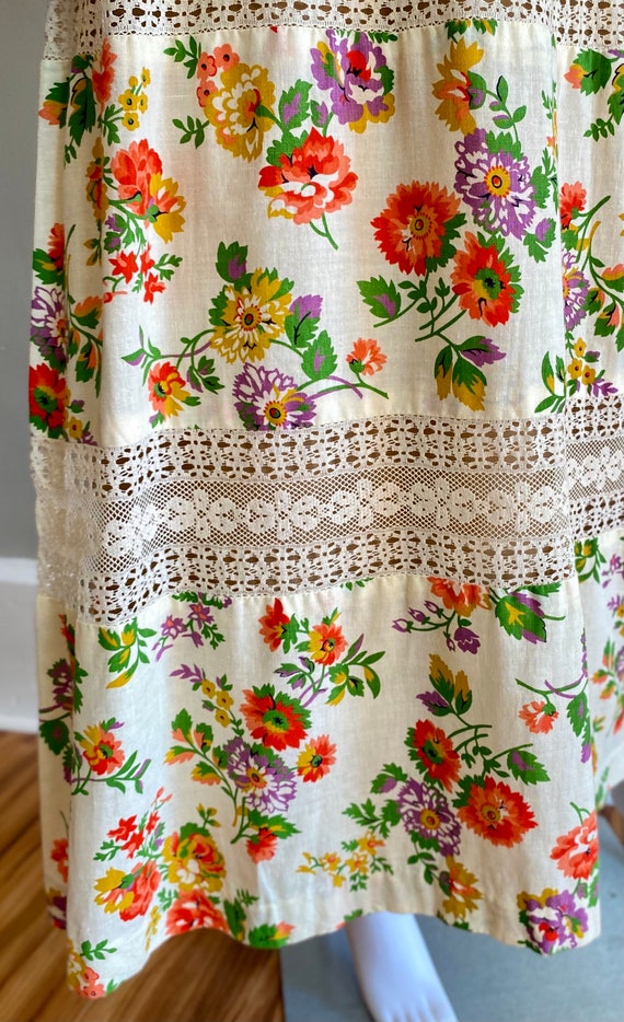 Vintage 1960s LANZ romantic floral print cotton &… - image 7