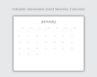 2023 minimalist printable digital calendar with no lines
