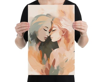 Sapphic lesbian wall art | Lesbian abstract boho wlw art prints | Lesbian painting | Pride gift