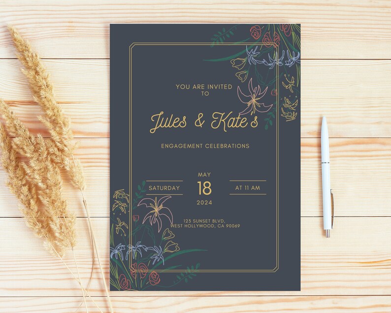 Customizable Invitation Card, Digital File, Grey, E-invite Card, Mobile ...