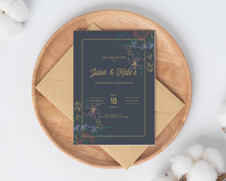 Customizable Invitation Card, Digital File, Grey, E-invite Card, Mobile ...