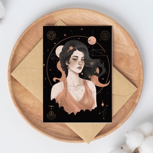 Tarjeta imprimible del signo del zodíaco / Tarjeta de felicitación de descarga instantánea tarjeta de signo de cáncer / Arte de astrología brujería / Arte de astrología del arte del signo del cáncer