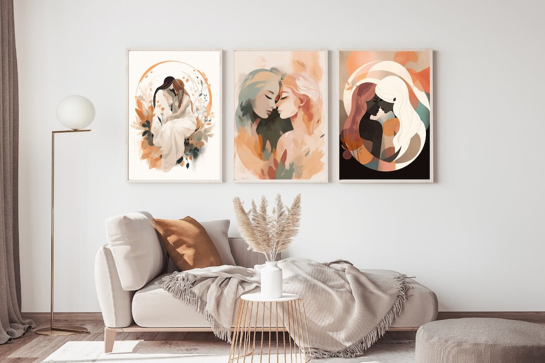 Lesbian Wall Art Prints, Set of 3 | LGBT Wlw Vintage Sapphic Home Decor ...