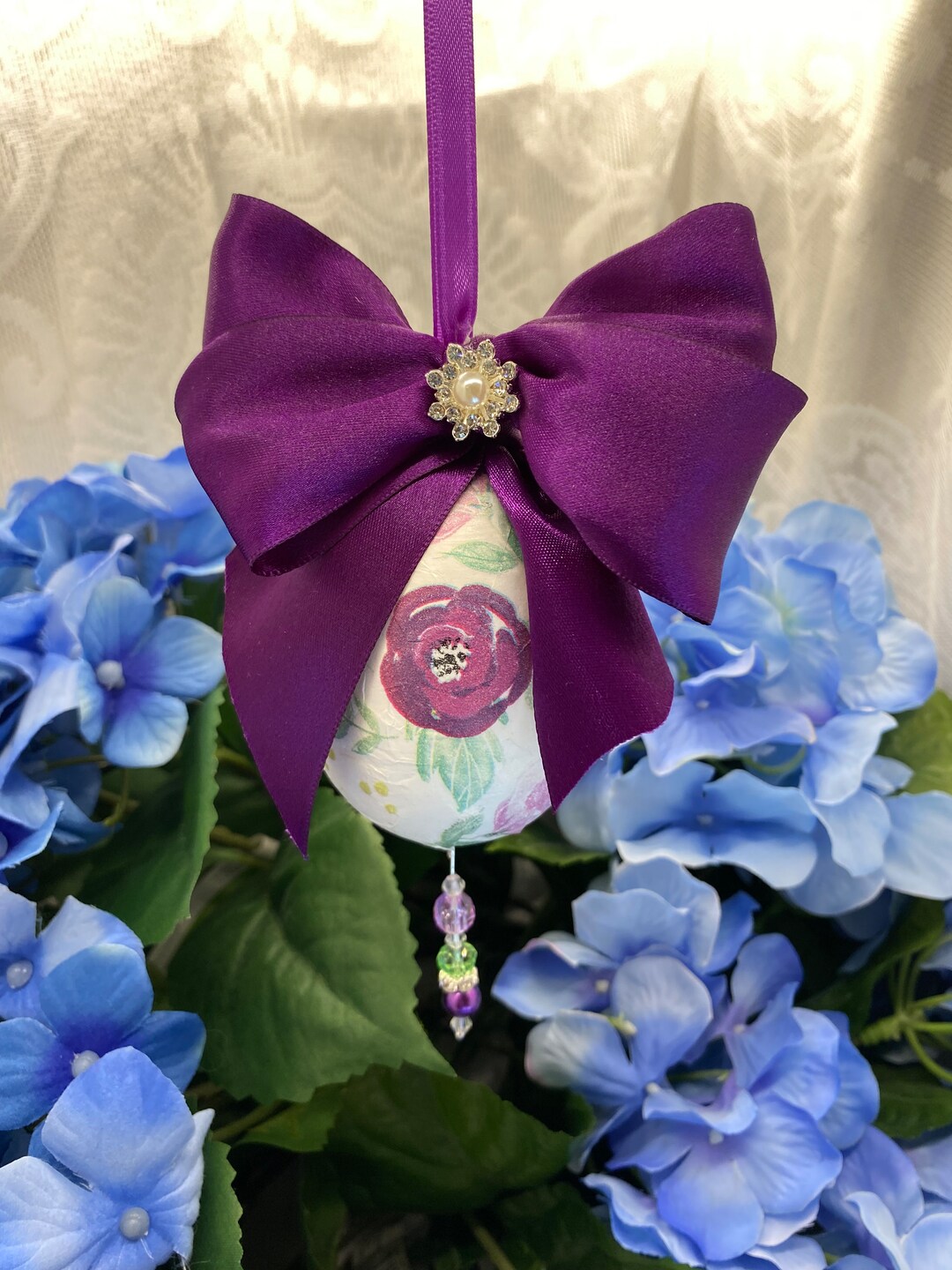 Lush Purple Floral Easter Egg Decoration - Etsy