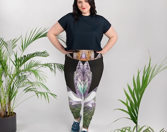 NIEUW all-over print PLUS-SIZE gebloemde legging | Hardlooplegging | Sportlegging met hoge taille | Vrouwen yoga workout stijlvolle legging | Jog plus