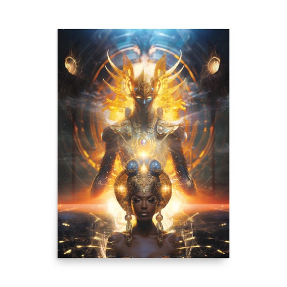 Egyptian Goddess Anubis Graphic Prints HERITAGE WALL ART | Black Women Anubis Art | Printed Wall Art | African Women Art | Room Decorations