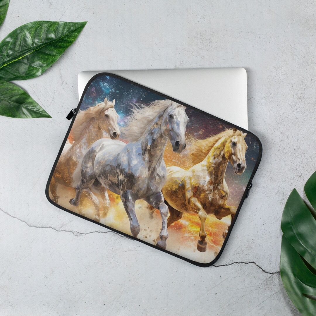 Horse Laptop Case 3 Horse Art Laptop Sleeve With Zipper Chromebook Case