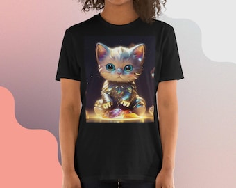 CATS TEE SHIRT | Short Sleeve Soft Cotton Kitten T Shirt | Kitten Lover Summer T Shirts | Slim Fit Shirt | Cat Lover Gift | Diamond Style T