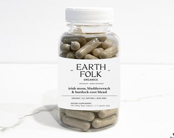 Irish Moss, Bladderwrack and Burdock Root Vegan Capsules, Sea Moss Pills, 500mg Vegan Capsules, No Fillers, Non GMO, Herbal Supplements
