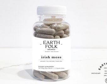 Organic Irish Moss Capsules, Sea Moss Capsules 500mg Vegan Capsules, FREE Shipping, No Fillers, Non GMO, Herbal Supplements