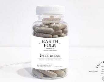 Organic Irish Moss Capsules, Sea Moss Capsules 500mg Vegan Capsules, FREE Shipping, No Fillers, Non GMO, Herbal Supplements
