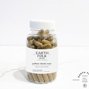Organic Yellow Dock Root Capsules, 500mg Vegan Capsules, FREE Shipping, No Fillers, Non GMO, Herbal Supplements