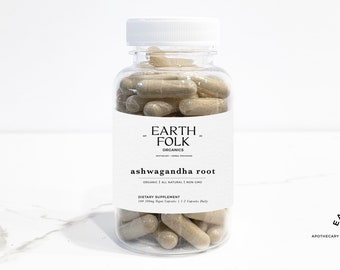 Organic Ashwagandha Root Capsules, 500mg Vegan Capsules, FREE Shipping, No Fillers, Non GMO, Herbal Supplements
