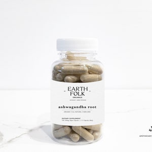 オーガニック アシュワガンダ ルート カプセル、500mg ビーガン カプセル、送料無料、増量剤なし、非遺伝子組み換え、ハーブ サプリメント