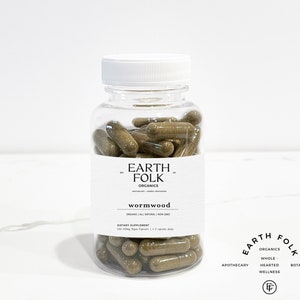 Organic Wormwood Capsules, 500mg Vegan Capsules, FREE Shipping, No Fillers, Non GMO, Herbal Supplements