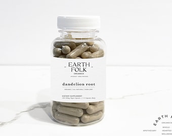Organic Dandelion Root Capsules, 500mg Vegan Capsules, FREE Shipping, No Fillers, Non GMO, Herbal Supplements