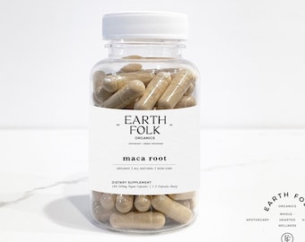 Organic Maca Root Capsules, 500mg Vegan Capsules, FREE Shipping, No Fillers, Non GMO, Herbal Supplements