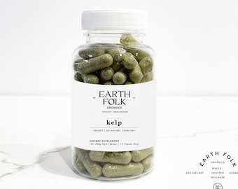 Organic Kelp Capsules, 500mg Vegan Capsules, FREE Shipping, No Fillers, Non GMO, Herbal Supplements