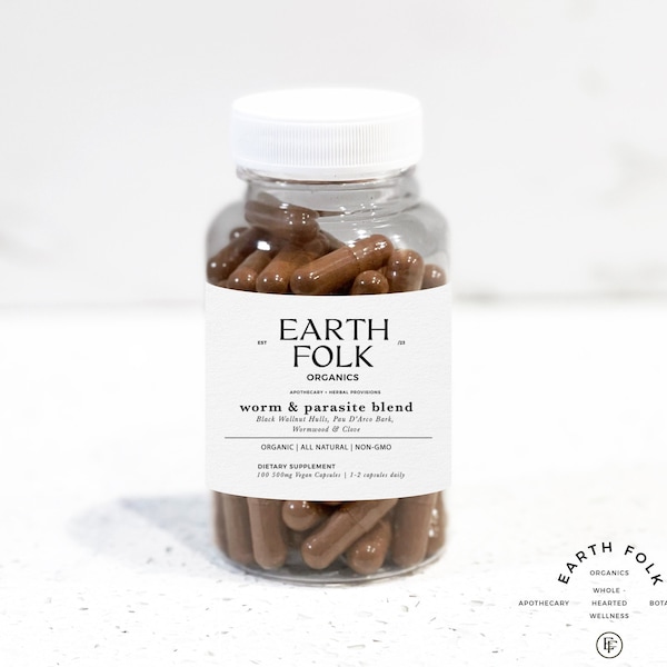 Cápsulas de nogal negro, ajenjo, pau d'arco y clavo, veganas de 500 mg, sin rellenos, sin OMG, suplementos herbales.