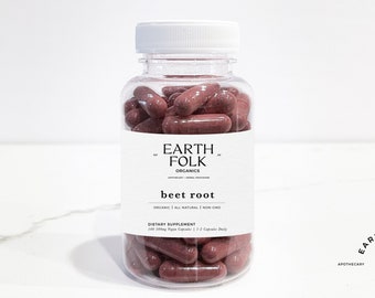 Organic Beet Root Capsules, 500mg Vegan Capsules, FREE Shipping, No Fillers, Non GMO, Herbal Supplements