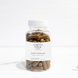 Organic Reishi Mushroom Capsules, 500mg Vegan Capsules, FREE Shipping, No Fillers, Non GMO, Herbal Supplements