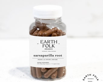 Biologische sarsaparilla-wortelcapsules, 500 mg veganistische capsules, geen vulstoffen, GGO-vrij, kruidensupplementen