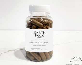 Organic White Willow Bark Capsules, 500mg Vegan Capsules, FREE Shipping, No Fillers, Non GMO, Herbal Supplements