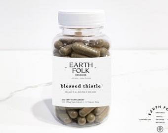 Biologische gezegende distelcapsules, 500 mg veganistische capsules, GRATIS verzending, geen vulstoffen, niet-ggo, kruidensupplementen