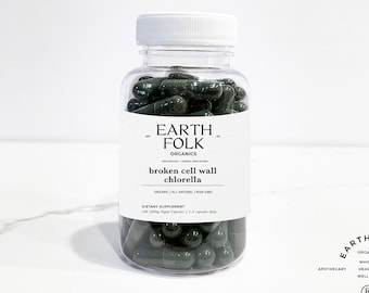 Cápsulas de Chlorella, Chlorella de pared celular rota, cápsulas veganas de 500 mg, envío gratis, sin rellenos, sin OMG, suplementos herbales