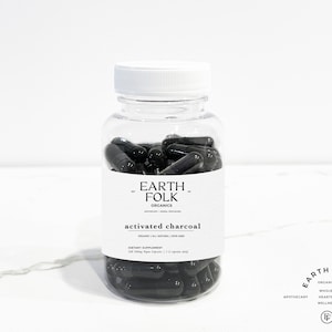 Organische capsules actieve kool, 500 mg veganistische capsules, GRATIS verzending, geen vulstoffen, GGO-vrij, kruidensupplementen
