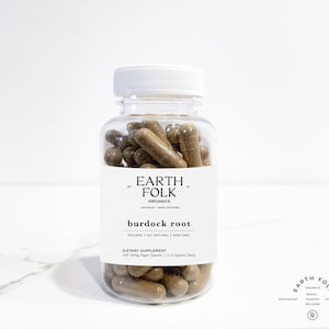 Organic Burdock Root Capsules, 500mg Vegan Capsules, FREE Shipping, No Fillers, Non GMO, Herbal Supplements