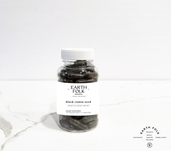 Organic Black Seed Capsules, Black Cumin Seed 500mg Vegan Capsules, FREE Shipping, No Fillers, Non GMO, Herbal Supplements